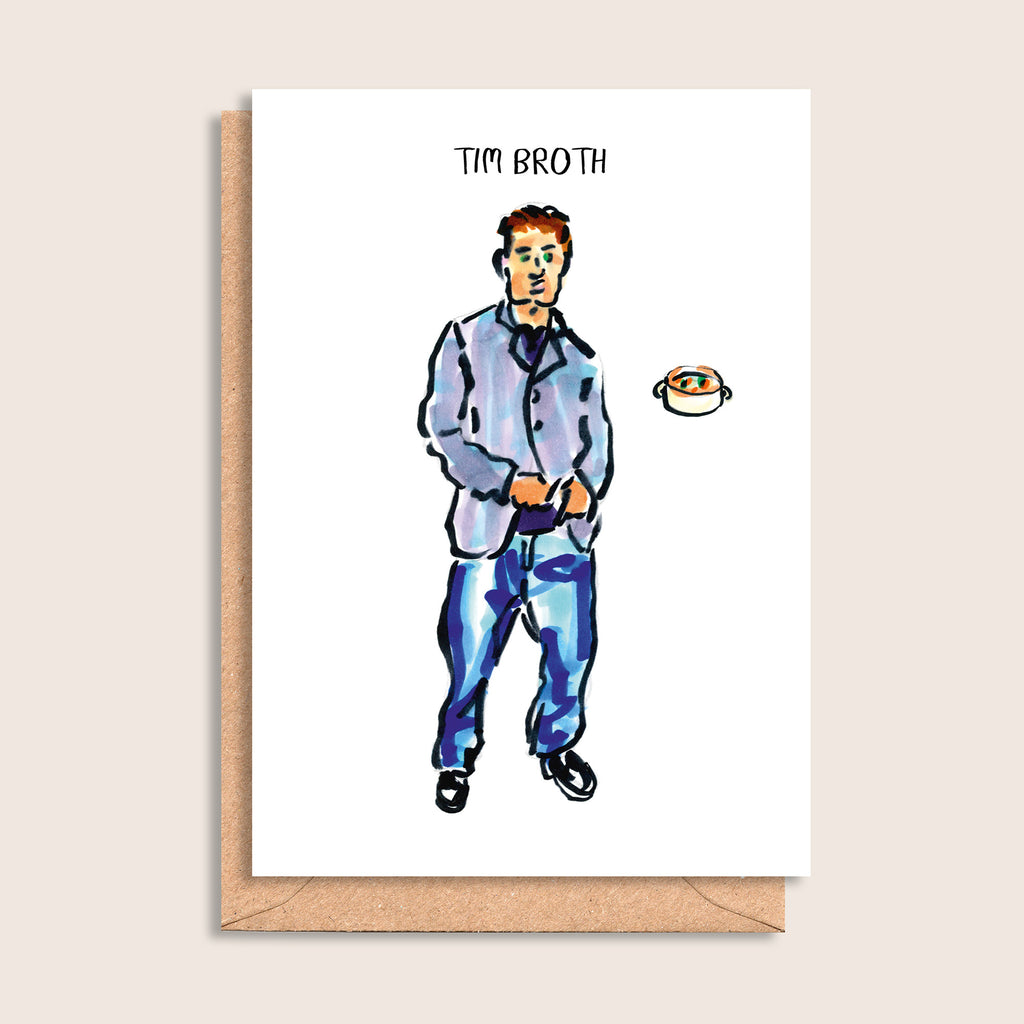Tim Broth – illustrated portrait greeting card, front