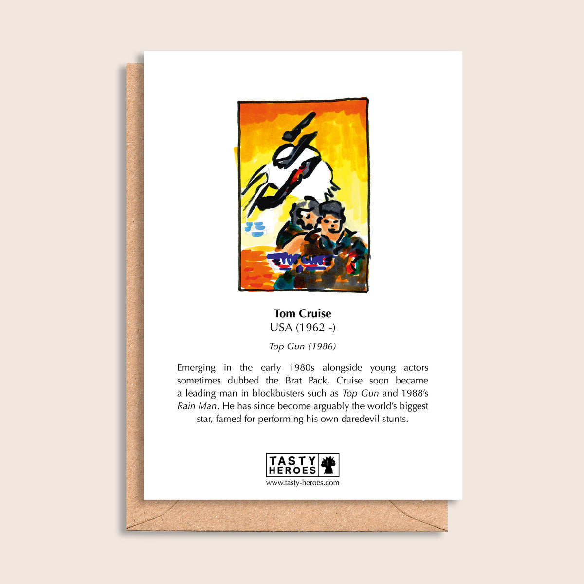 Tom Booze – biographical note and Tom Cruise artwork, reverse