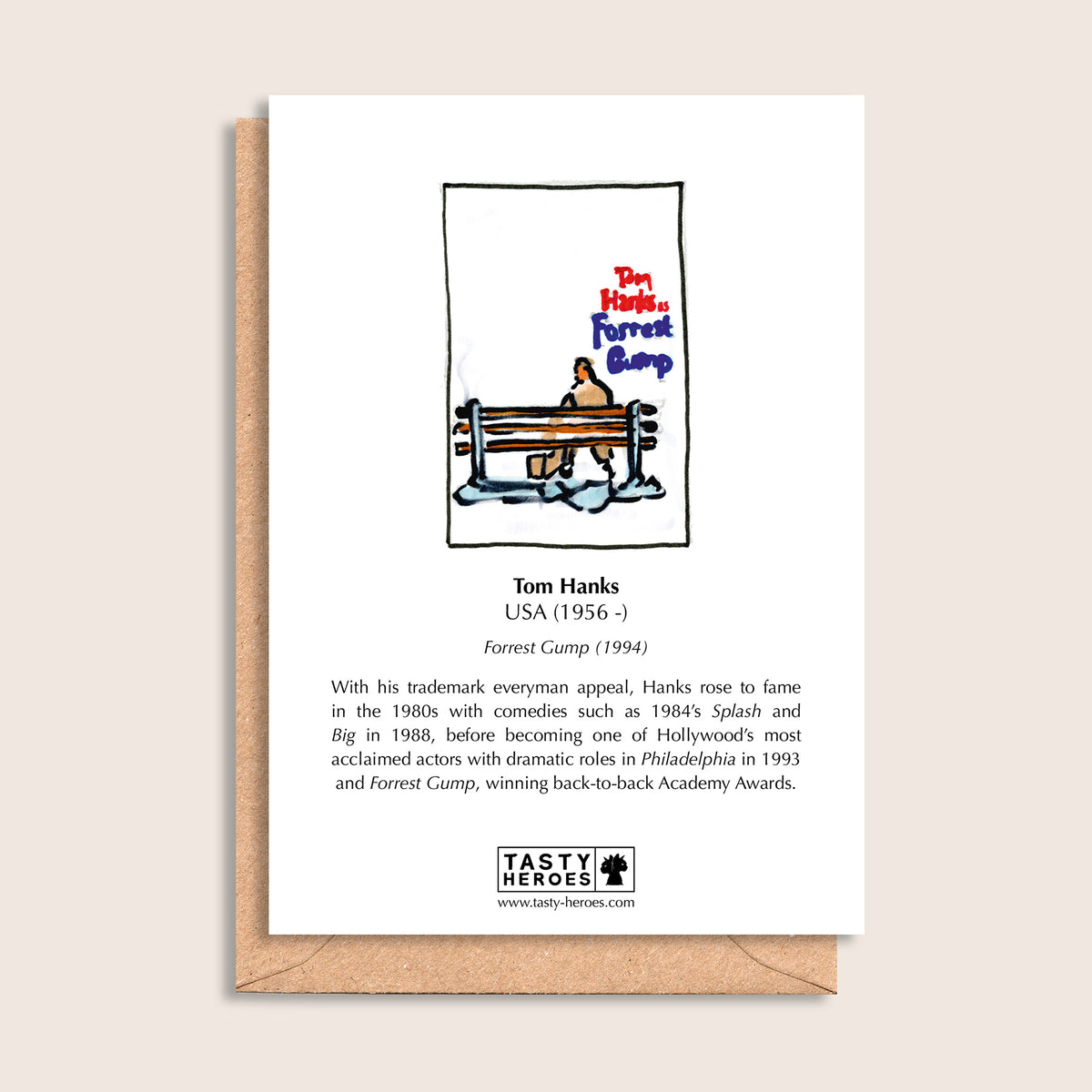 Tom Shanks – biographical note and Tom Hanks artwork, reverse