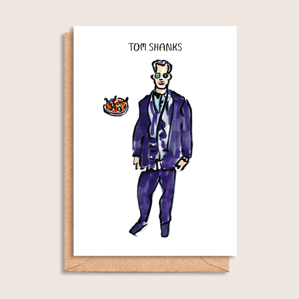 Tom Shanks – illustrated portrait greeting card, front