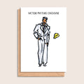 Victor Mature Cheddar – illustrated portrait greeting card, front