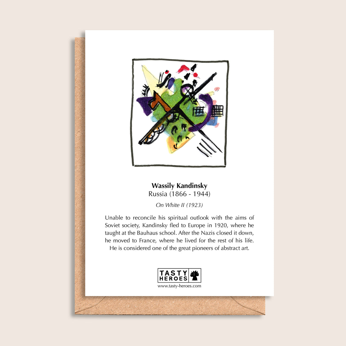 Wassily Candy – biographical note and Wassily Kandinsky artwork, reverse