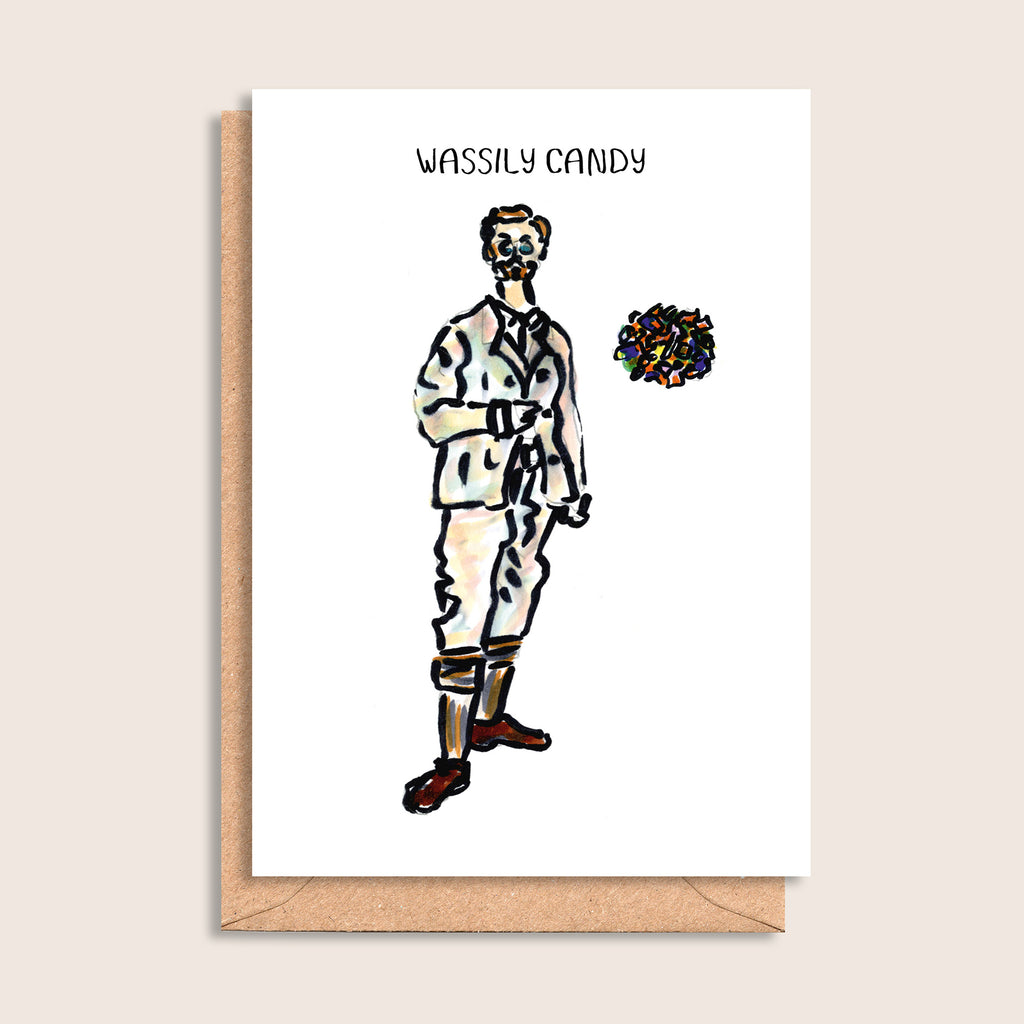 Wassily Candy – illustrated portrait greeting card, front