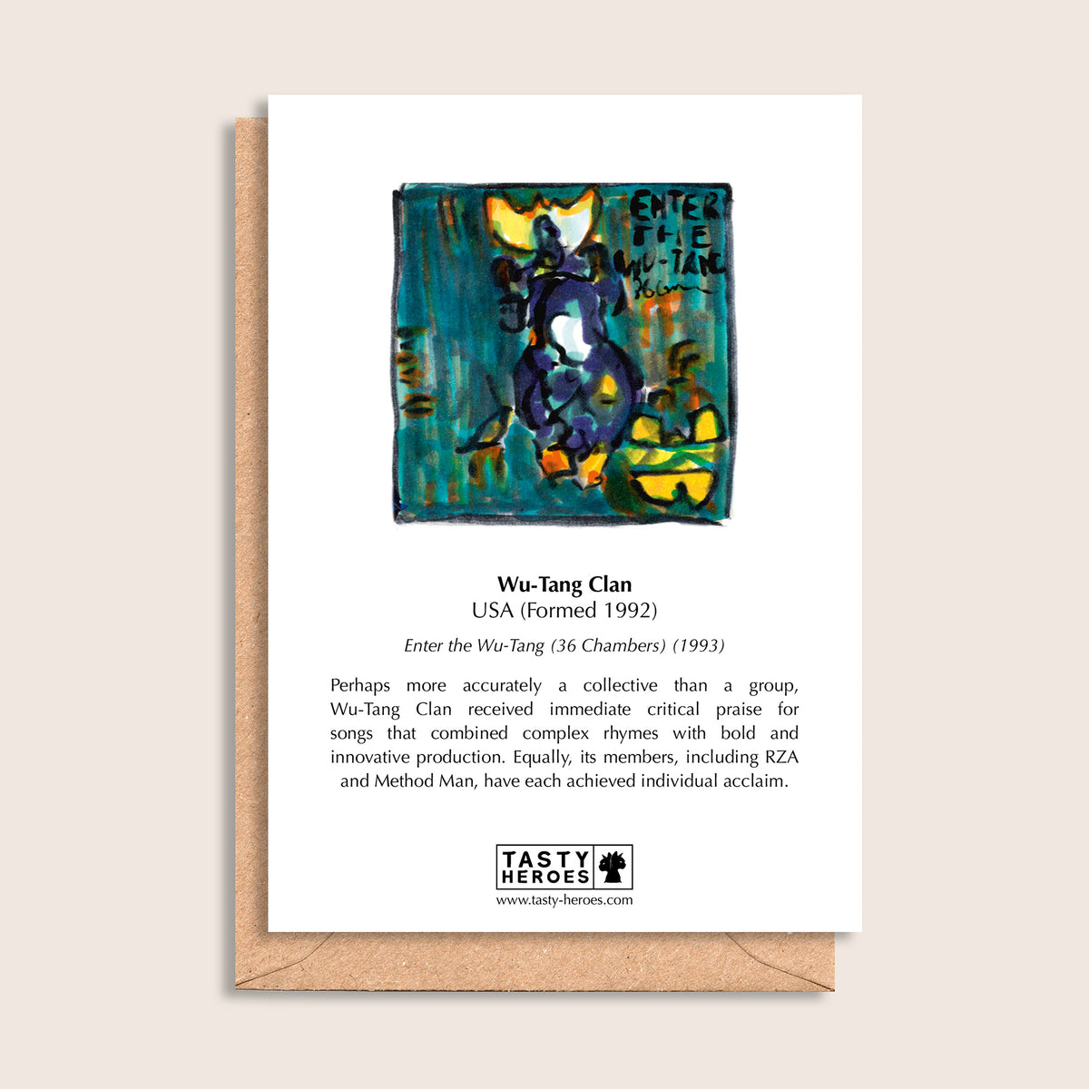 Wu-Tang Clam – biographical note and Wu-Tang Clan artwork, reverse